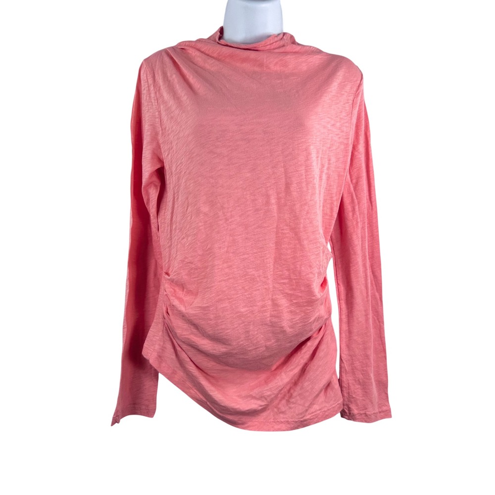 Stateside Long Sleeve Top sz L Pink Supima Cotton Ruched minimalist tissue